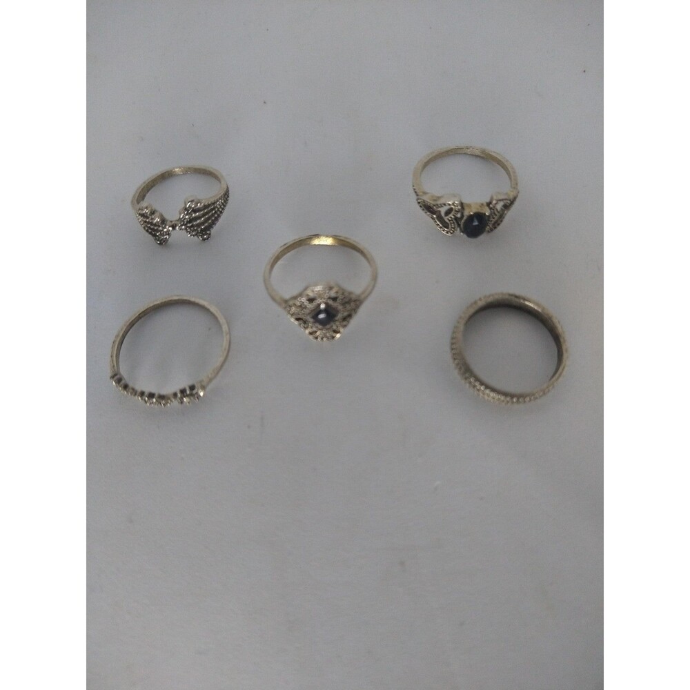 5 silvertone ring Bundle